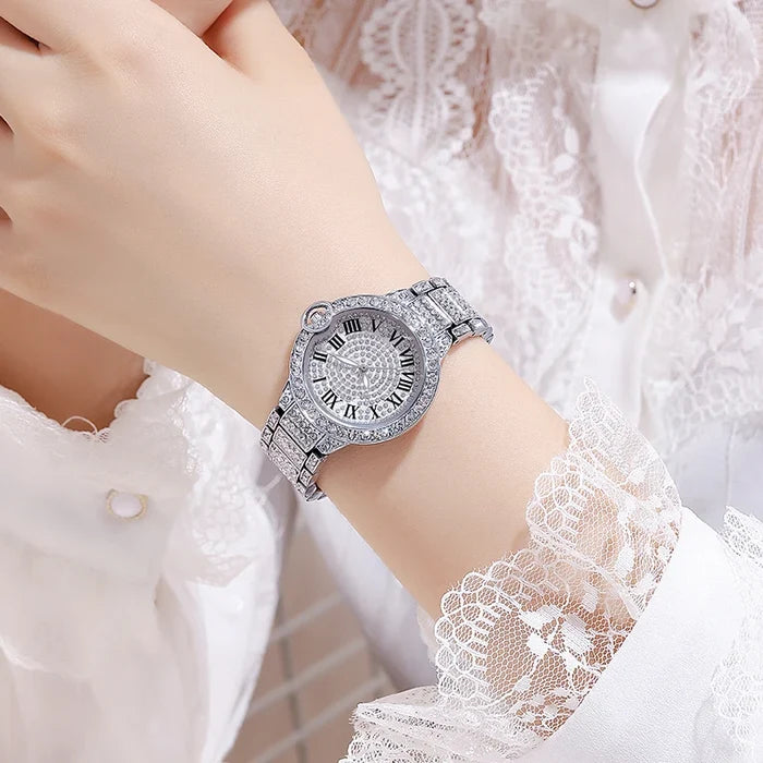 Elegant Women's Luxury Quartz Watch with Crystals