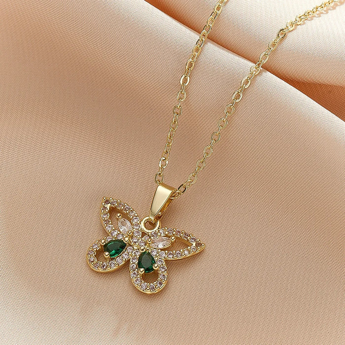 Elegant Zircon Butterfly Pendant Necklace