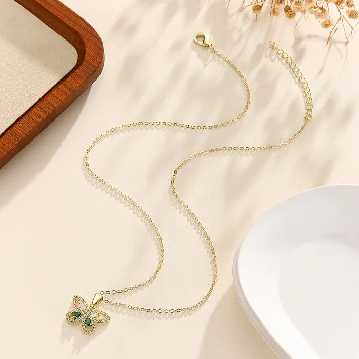 Elegant Zircon Butterfly Pendant Necklace