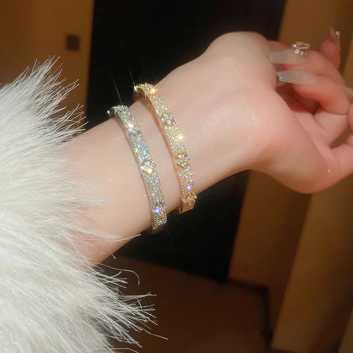 Elegant Zircon Copper Flower Bracelets for Women