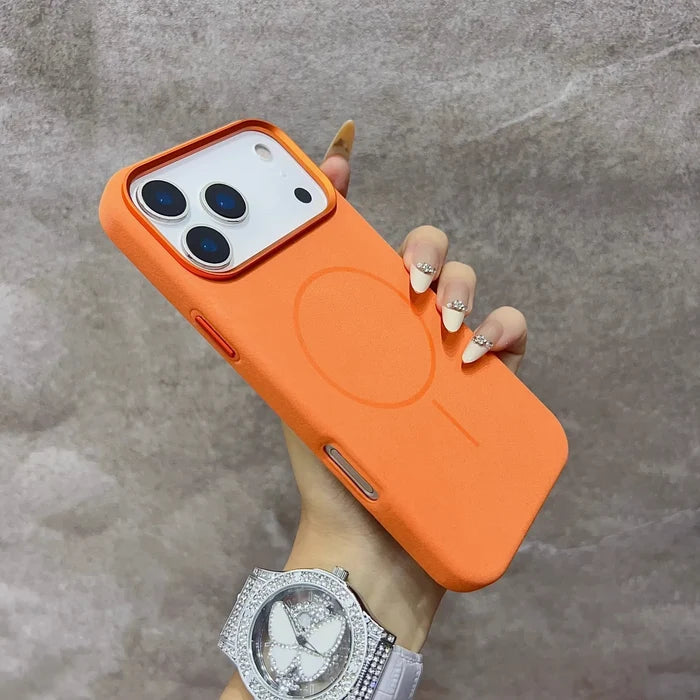 Elephant Texture Matte Color-Block Magnetic Phone Case for 17 Pro Max