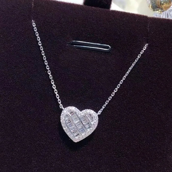 Exquisite Heart Pendant Necklace with Cubic Zirconia