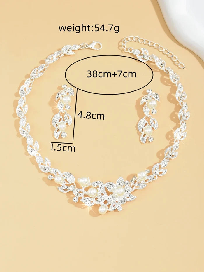 Exquisite Pearl & Rhinestone Bridal Jewelry Set