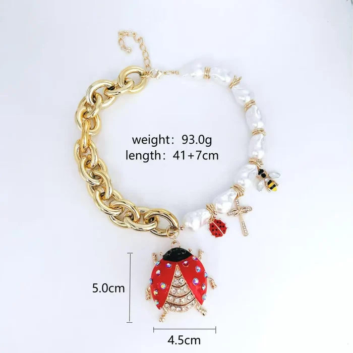 Exquisite Retro Insect Fruit Charm Necklace Set