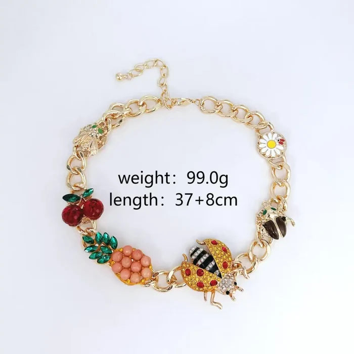 Exquisite Retro Insect Fruit Charm Necklace Set