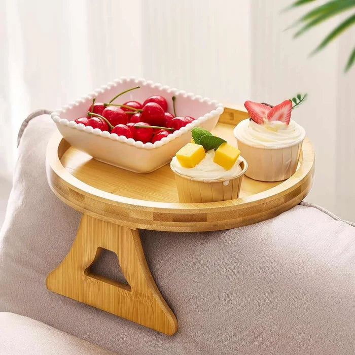 Factory Wholesale Bamboo Sofa Arm Rest Tray Couch Cup Holder Table