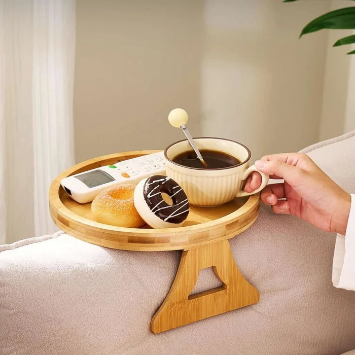 Factory Wholesale Bamboo Sofa Arm Rest Tray Couch Cup Holder Table