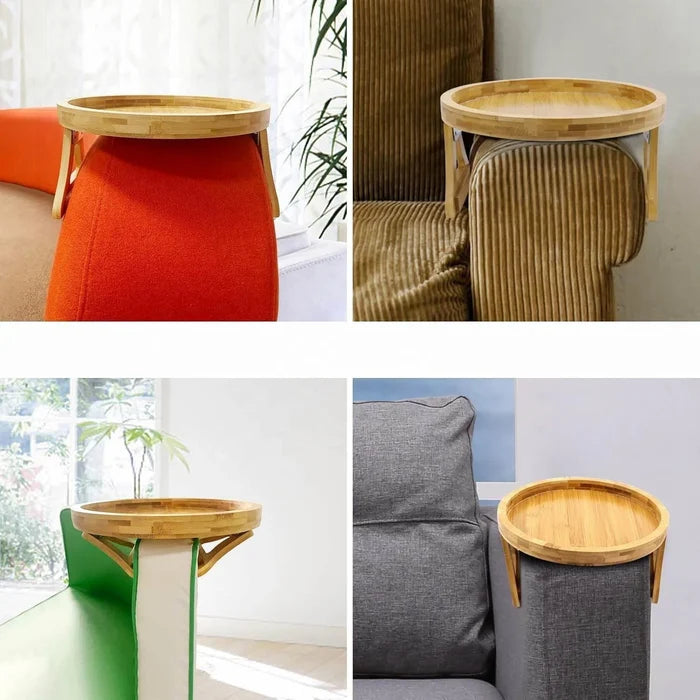 Factory Wholesale Bamboo Sofa Arm Rest Tray Couch Cup Holder Table