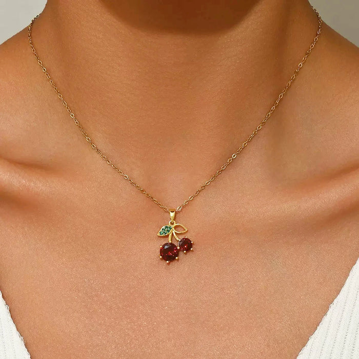 Fadeless Cherry Zircon Allergy-Free Pendant Necklace