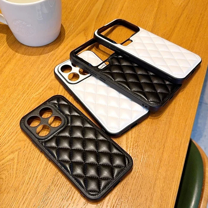 Fashion 3D Grid Soft PU Surface Hard Phone Case for Xiaomi