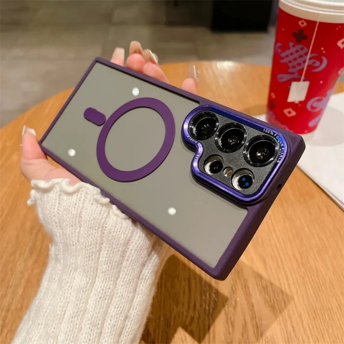 Fashion Plating Metal Lens Protective Phone Case for Samsung