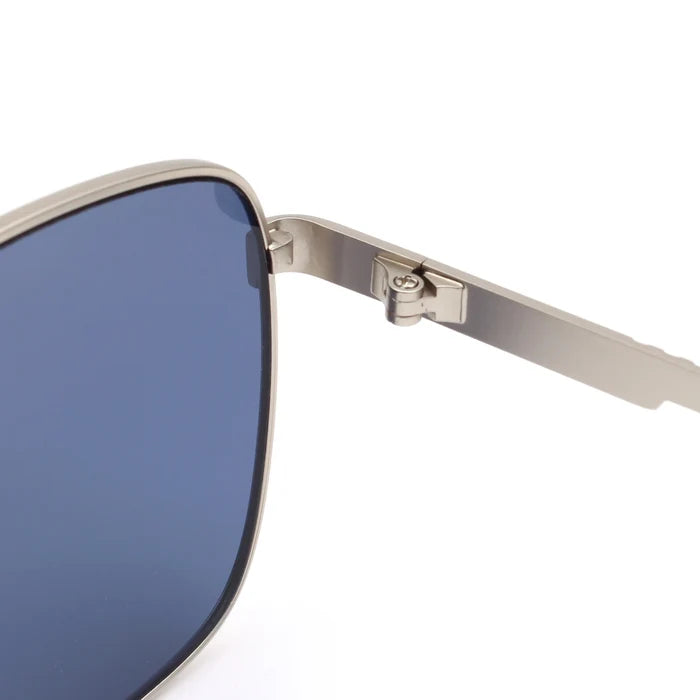Fashion Sunglasses with Silver Grey Metal Frame Square Blue Lens UV
