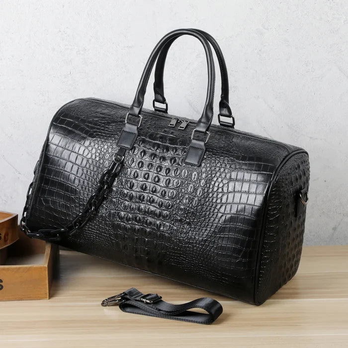 Fashion Waterproof PU Leather Unisex Duffel Bag with Zipper