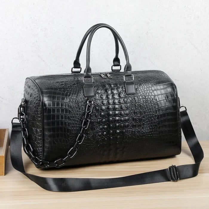 Fashion Waterproof PU Leather Unisex Duffel Bag with Zipper