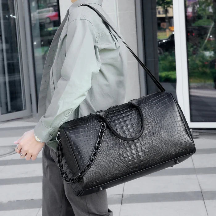 Fashion Waterproof PU Leather Unisex Duffel Bag with Zipper