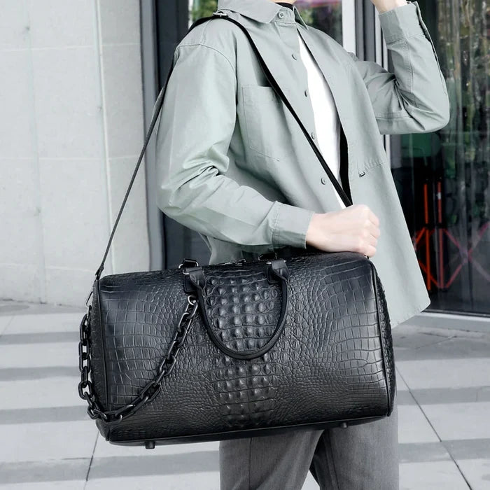 Fashion Waterproof PU Leather Unisex Duffel Bag with Zipper
