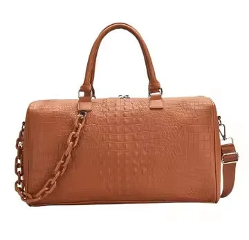 Fashion Waterproof PU Leather Unisex Duffel Bag with Zipper