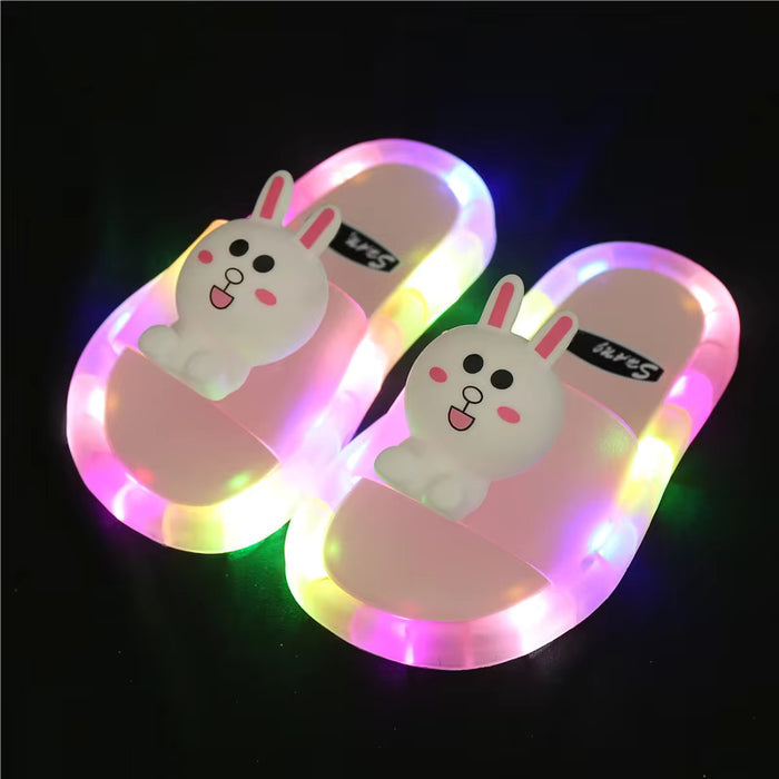 Fashionable and Trendy Children'S Sparkling Crystal Slippers With Colorful Lights