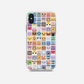 Flexible TPU Phone Case with Grip: white, pink pixel-art animal and character faces, cute pixel-art cartoon style