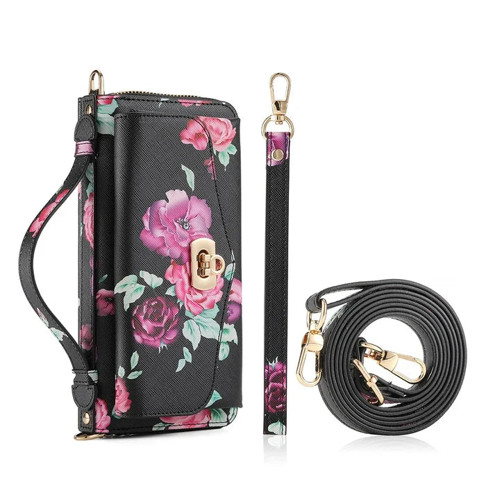 POLA Flowers Painted RFID Protection Wallet Large Capacity for iPhone