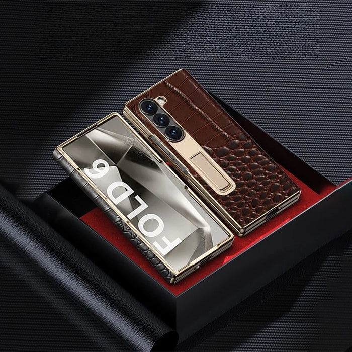 For Samsung Z Fold  Phone case with High-end crocodile Pattern Hinge