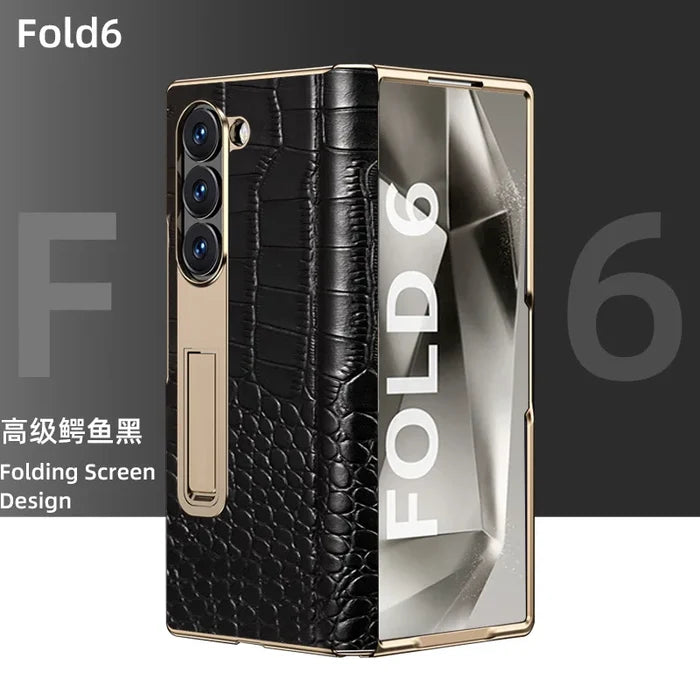 For Samsung Z Fold  Phone case with High-end crocodile Pattern Hinge