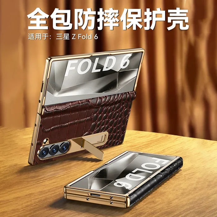 For Samsung Z Fold  Phone case with High-end crocodile Pattern Hinge