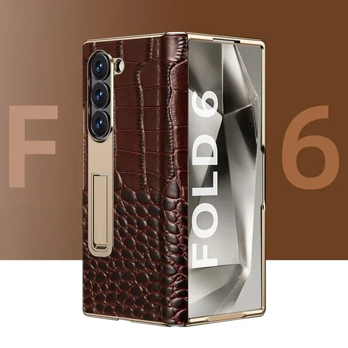 Crocodile pattern brown / For Samsung zfold 6