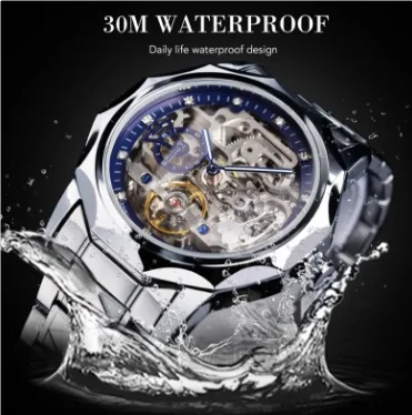 Forsining 199A Classy Design Skeleton Transparent Golden Stainless