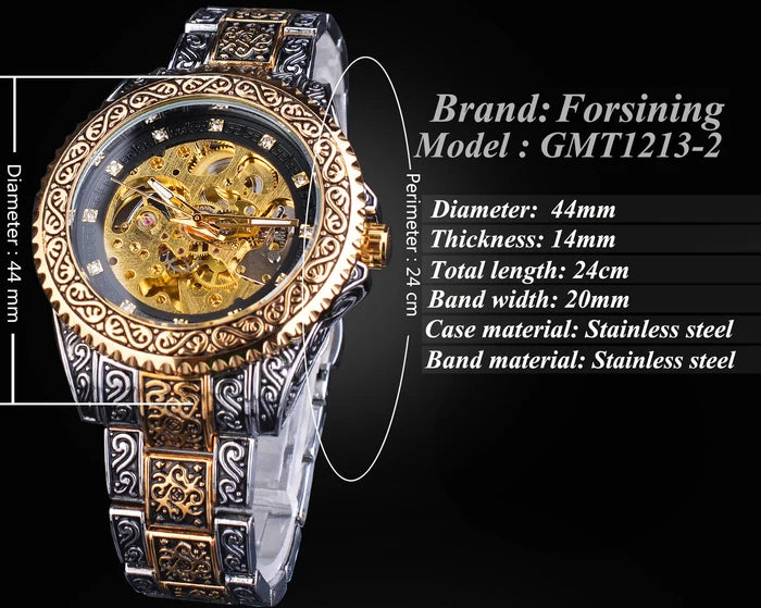 Forsining Gold Skeleton Automatic Men's Watch