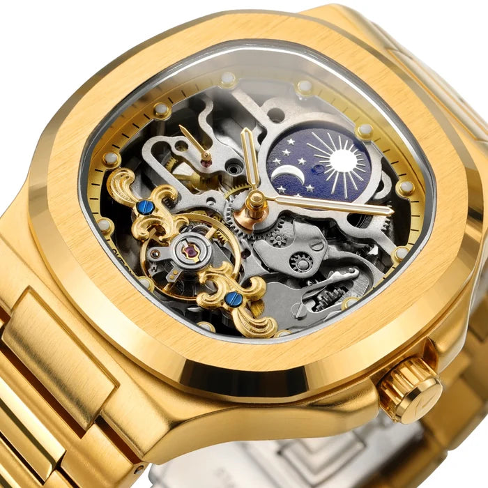 Forsining Moon Phase Skeleton Watch for Men