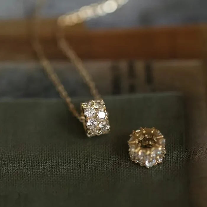 French Minimalist Gold-Plated Diamond Necklace