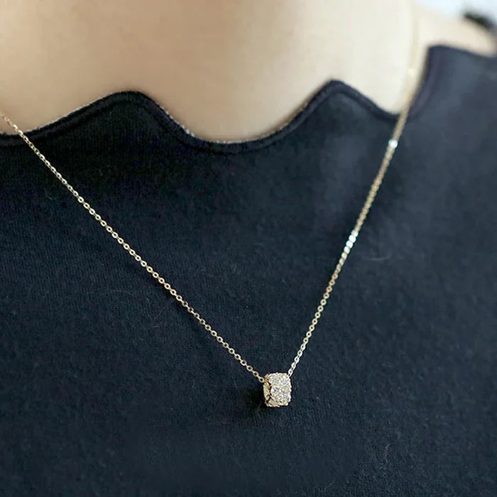 French Minimalist Gold-Plated Diamond Necklace