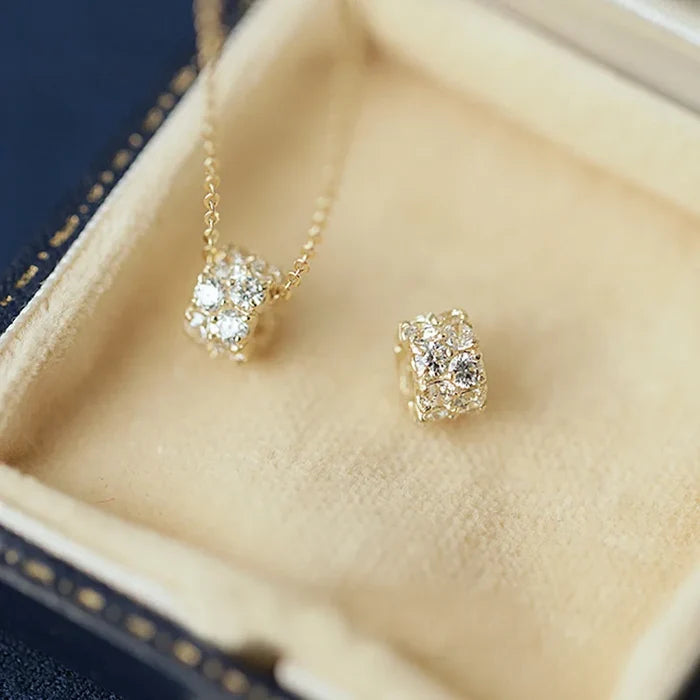 French Minimalist Gold-Plated Diamond Necklace