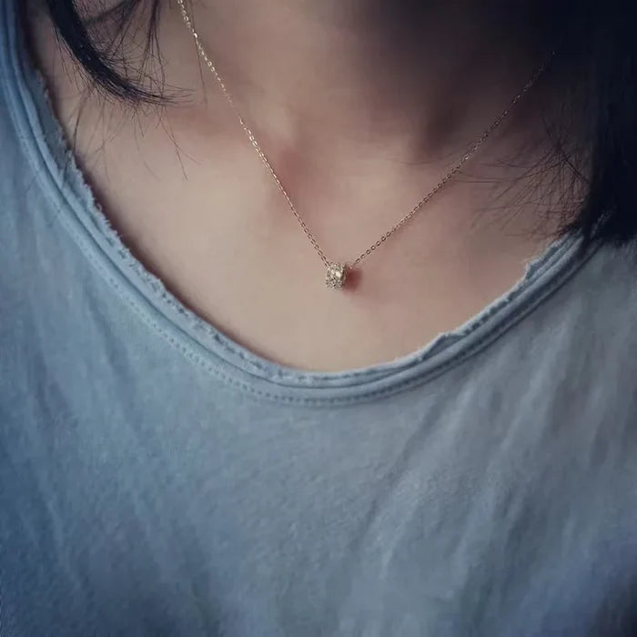 French Minimalist Gold-Plated Diamond Necklace