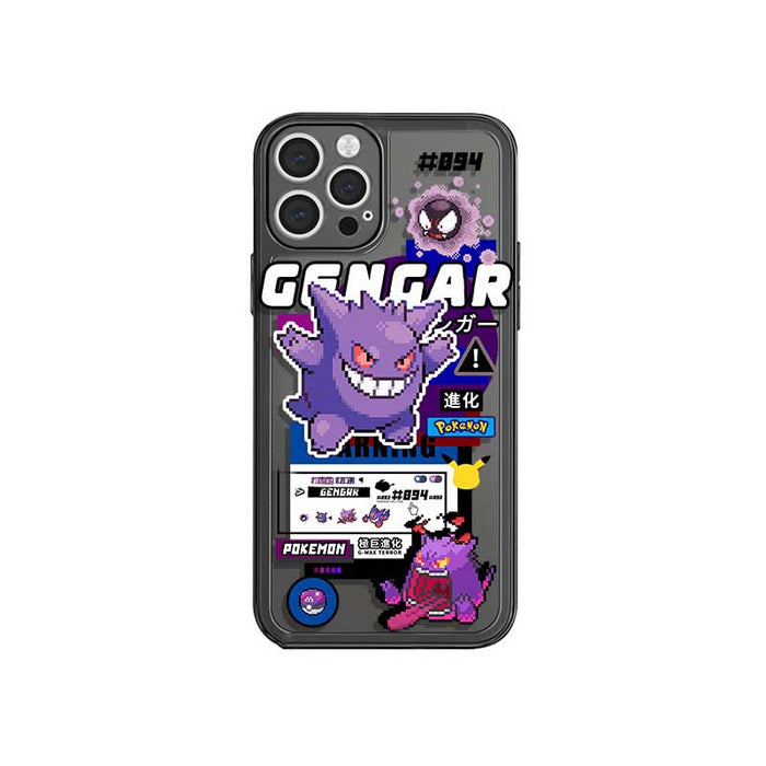 Ghost iPhone Case with TPU Protection: black, dark gray Gengar Pokémon character, cartoon, gaming/anime-themed style