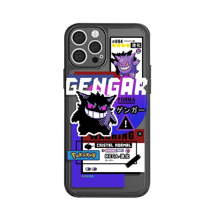Ghost iPhone Case with TPU Protection: black, dark gray Gengar Pokémon character, cartoon, gaming/anime-themed style