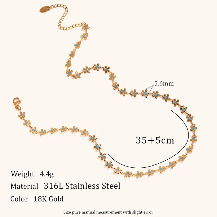Gold Plated Flower Necklace & Bracelet Set