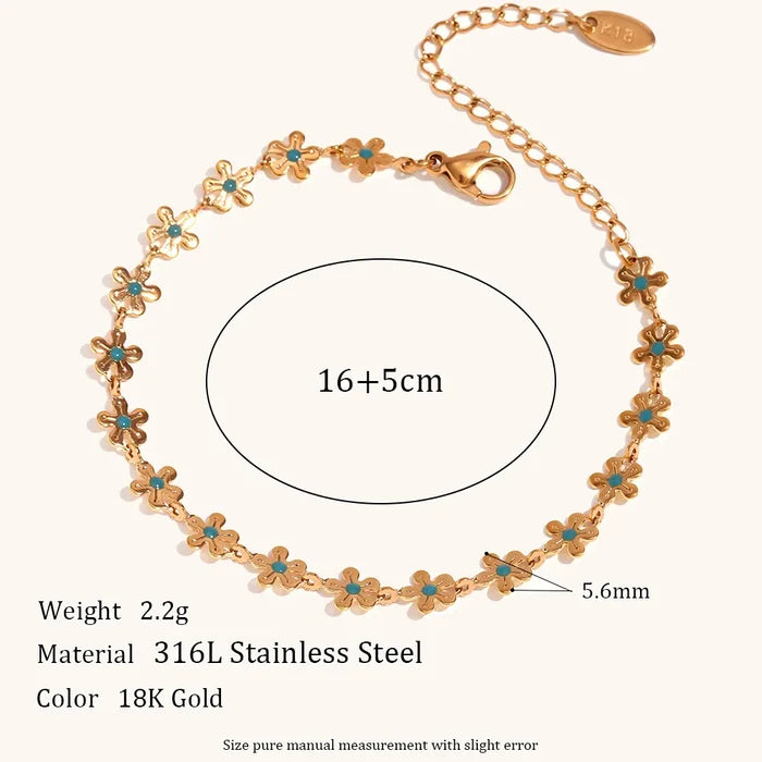 Gold Plated Flower Necklace & Bracelet Set
