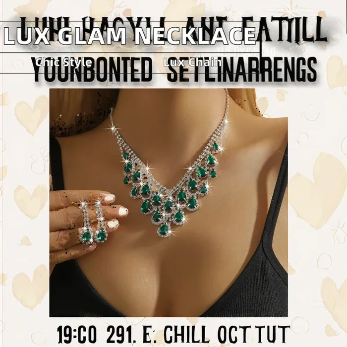 Gold Plated Teardrop Pendant Necklace Set