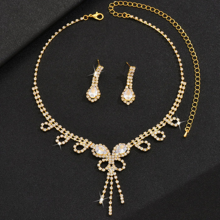 Gold Plated Zircon Butterfly Jewelry Set