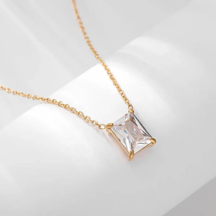 Gold Plated Zircon Necklace - Anti Tarnish Jewelry