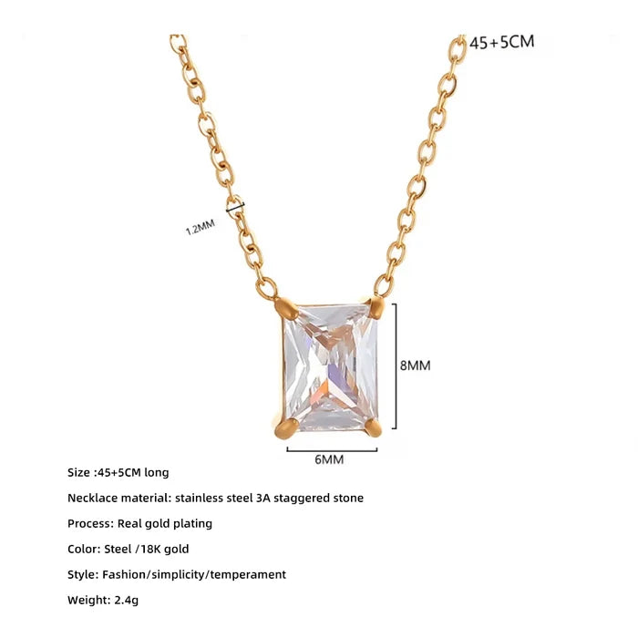 Gold Plated Zircon Necklace - Anti Tarnish Jewelry