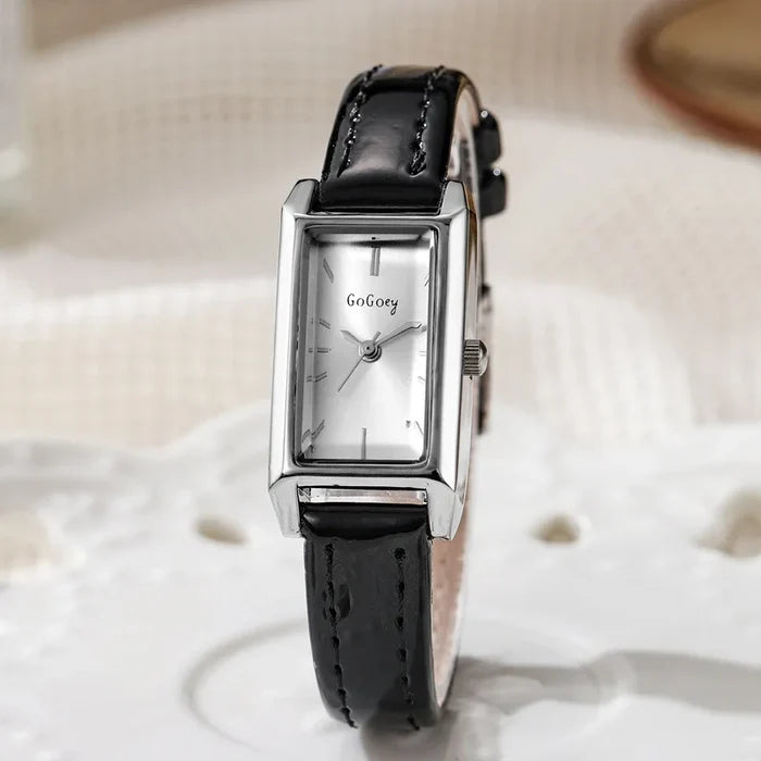Gold Rectangular Eco-Friendly Women's Watch with Quartz