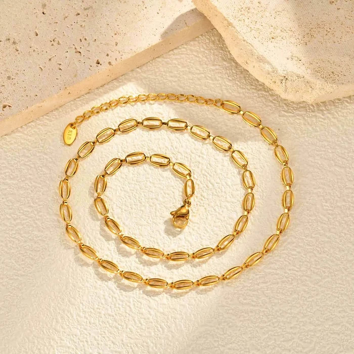 Gold Tone Stainless Steel Minimalist Necklace