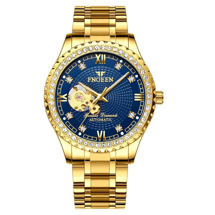 Golden Luminous Skeleton Men's Automatic Watch