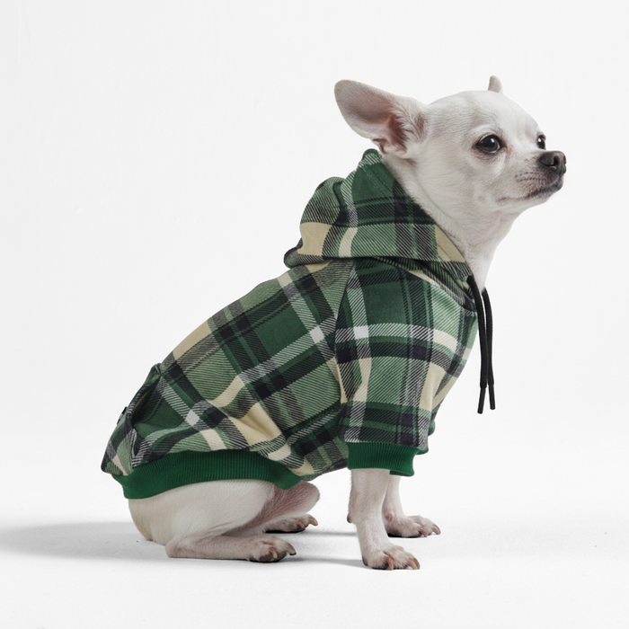 Green Plaid Hoodie||size:S