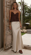 Haizlee Linen Top - Chocolate