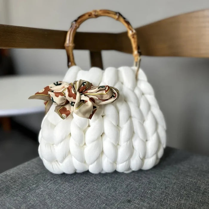 Handmade Corduroy Woven Knit Satchel Purse Handbag Shoulder Women's