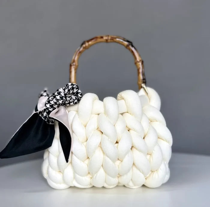 Handmade Corduroy Woven Knit Satchel Purse Handbag Shoulder Women's